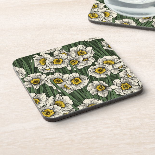 Daffodil garden beverage coaster (Left Side)