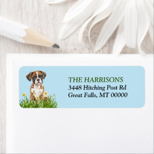 Daffodil Garden Boxer Dog Puppy Label