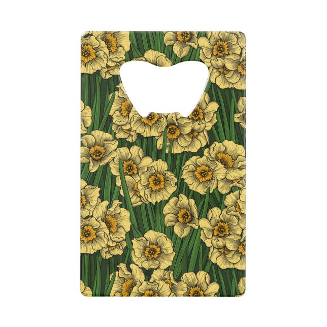 Daffodil garden credit card bottle opener (Front)