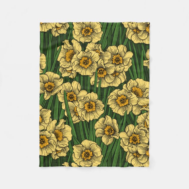 Daffodil garden fleece blanket (Front)