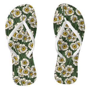 Daffodil garden flip flops