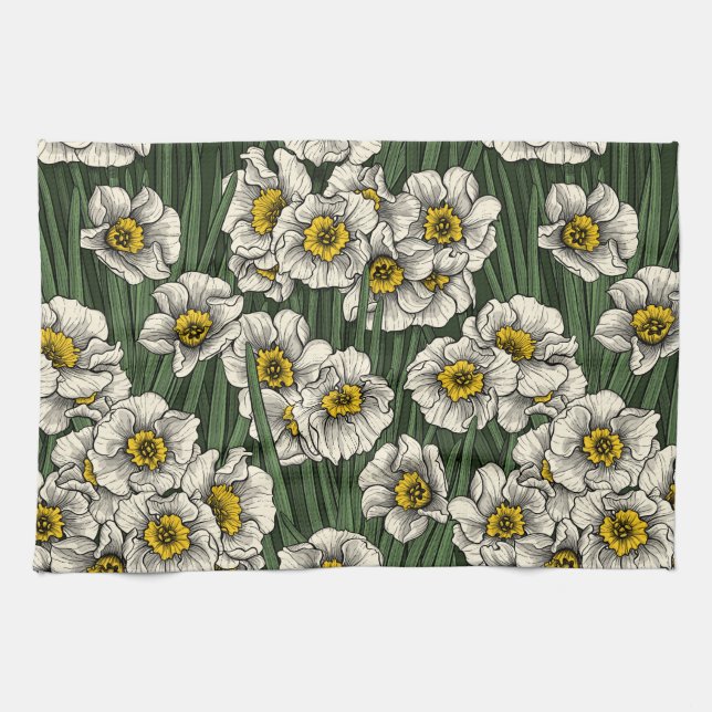 Daffodil garden kitchen towel (Horizontal)