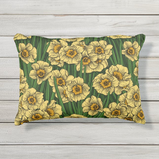 Daffodil garden outdoor pillow (Front)