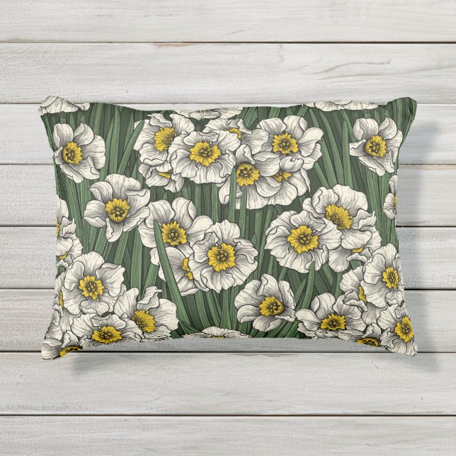 Daffodil garden outdoor pillow (Front)
