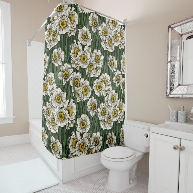 Daffodil garden shower curtain (In Situ)