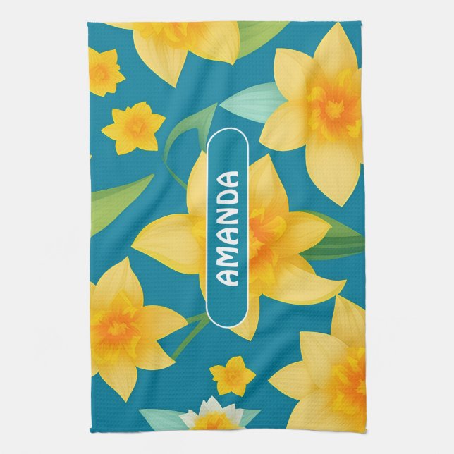 Daffodil Geometric Colorful Personalized Pattern Kitchen Towel (Vertical)