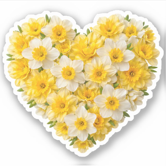 Daffodil Heart March Birth Flower Sticker (Front)