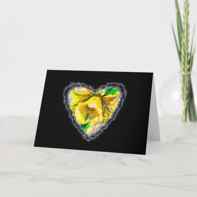 Daffodil Heart Valentine Love Romance Card (Front)