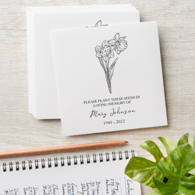 Daffodil Memorial Funeral Seed Envelope (Stacked)