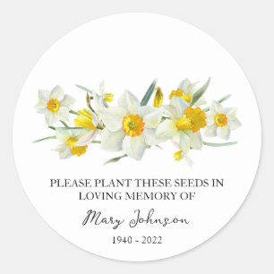 Daffodil Memorial Funeral Seed Packet Classic Round Sticker