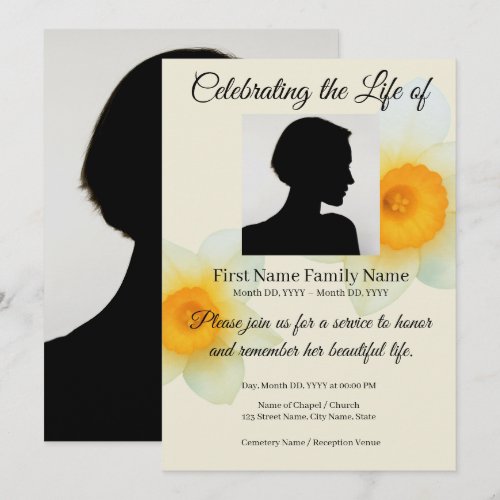 Daffodil memorial invitation