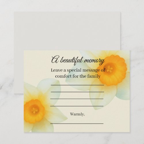 Daffodil Memorial Message Card