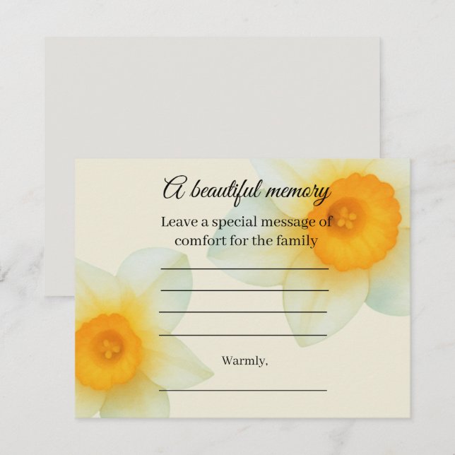 Daffodil Memorial Message Card (Front/Back)