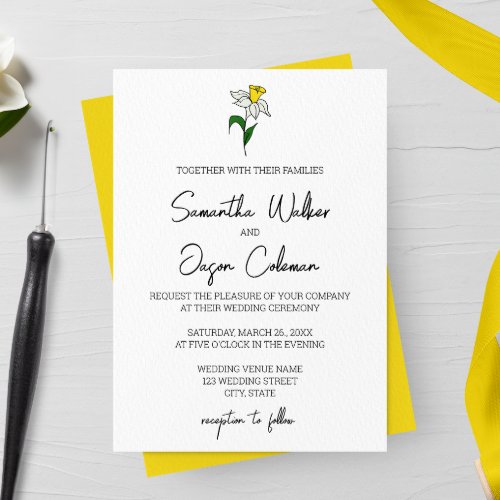 Daffodil Minimalist Wedding Invitation