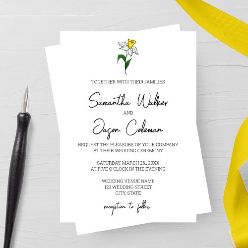 Daffodil Minimalist Wedding Invitation