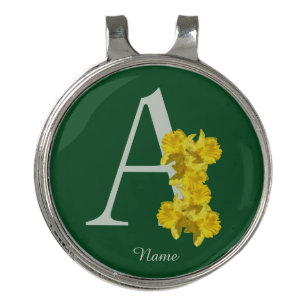 Daffodil Monogram Initial A Personalized Golf Hat Clip