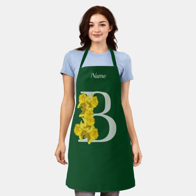 Daffodil Monogram Initial B Personalized Apron (Worn)