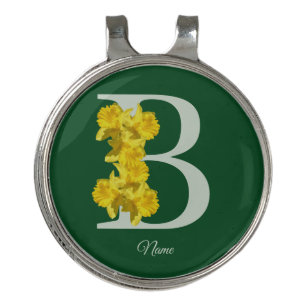 Daffodil Monogram Initial B Personalized Golf Hat Clip