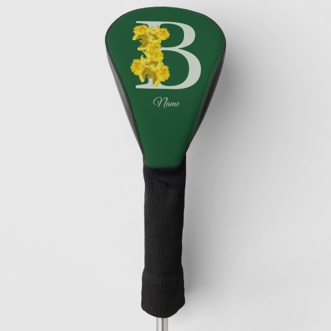 Daffodil Monogram Initial B Personalized Golf Head Cover (Front)