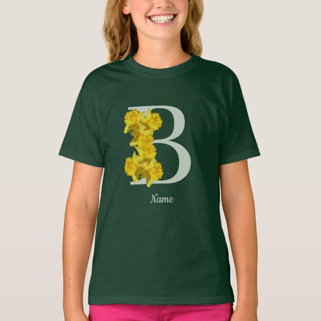 Daffodil Monogram Initial B Personalized T-Shirt (Front)