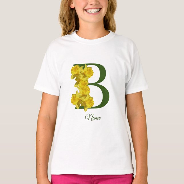 Daffodil Monogram Initial B Personalized T-Shirt (Front)