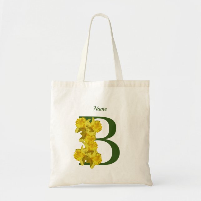 Daffodil Monogram Initial B Personalized Tote Bag (Front)