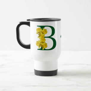 Daffodil Monogram Initial B Personalized Travel Mug