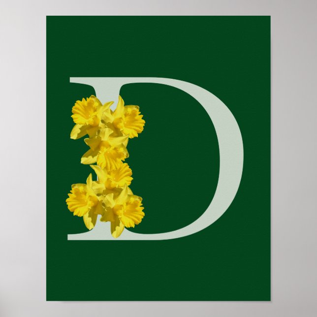 Daffodil Monogram Initial D  Poster (Front)