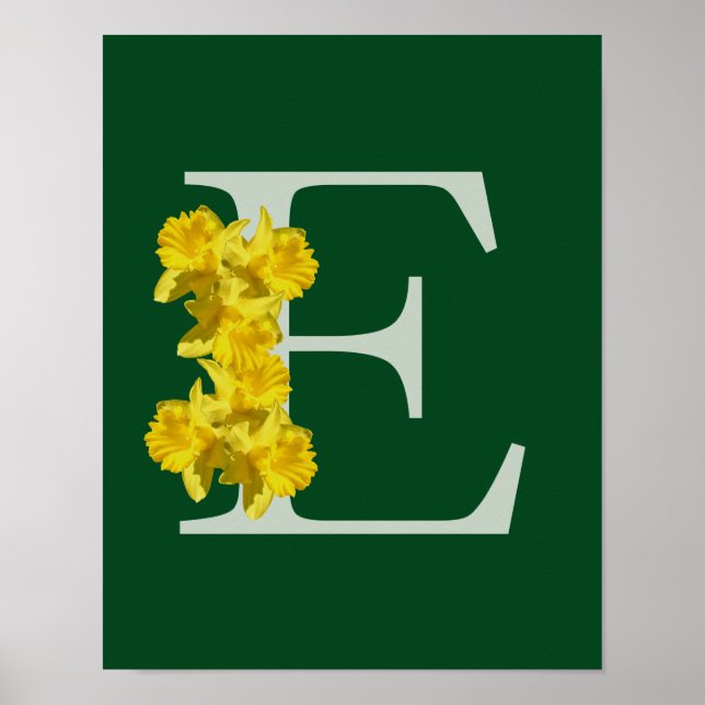 Daffodil Monogram Initial E Personalized Poster (Front)