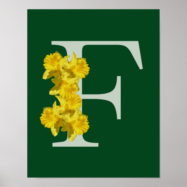 Daffodil Monogram Initial F Personalized Poster (Front)