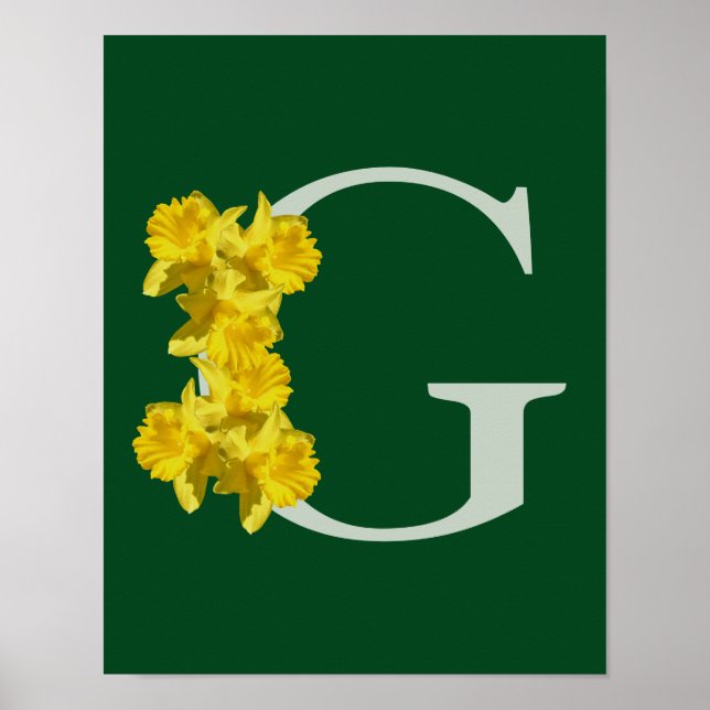 Daffodil Monogram Initial G Personalized Poster (Front)