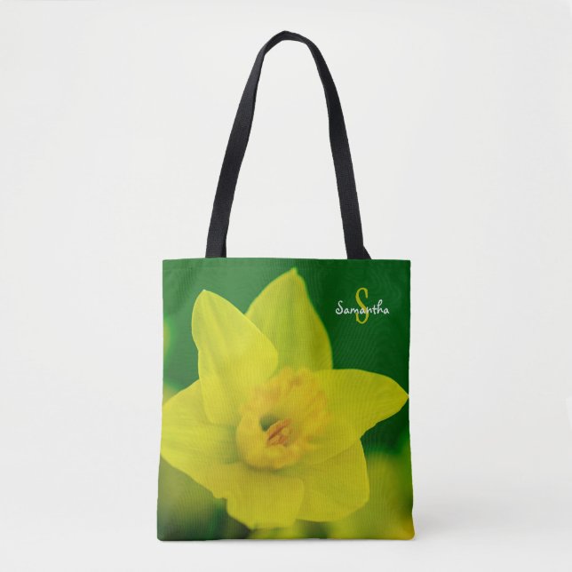 Daffodil on Green Tote bag (Front)