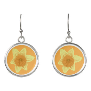 Daffodil Orange Yellow Earrings