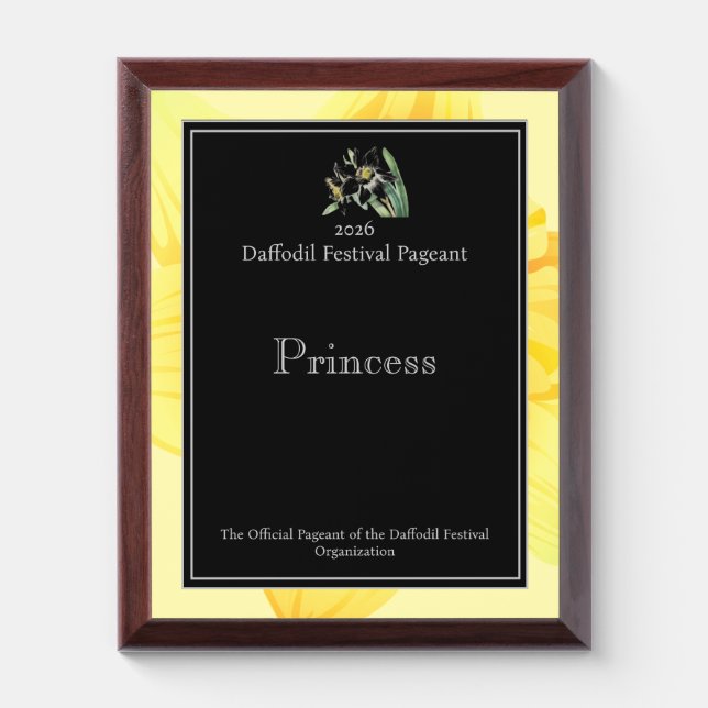 Daffodil Pageant Festival Crown  Award Plaque (Vertical)