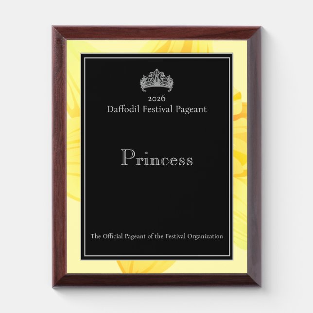 Daffodil Pageant Festival Crown  Award Plaque (Vertical)