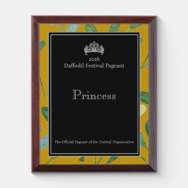 Daffodil Pageant Festival Crown  Award Plaque (Vertical)