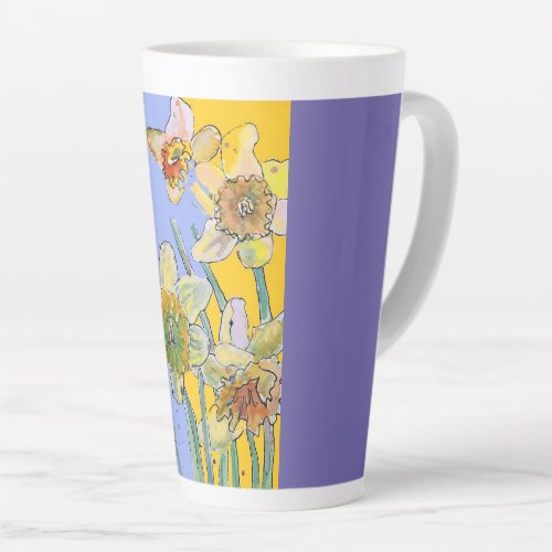 Daffodil Painting Hand Painted floral Latte Mug