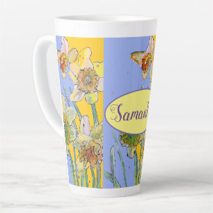 Daffodil Painting Hand Painted floral Latte Mug