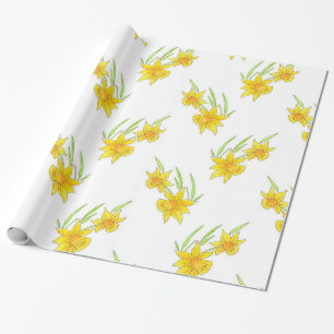 Daffodil Pan and Watercolor Pattern Wrapping Paper