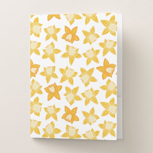 Daffodil pattern pocket folder