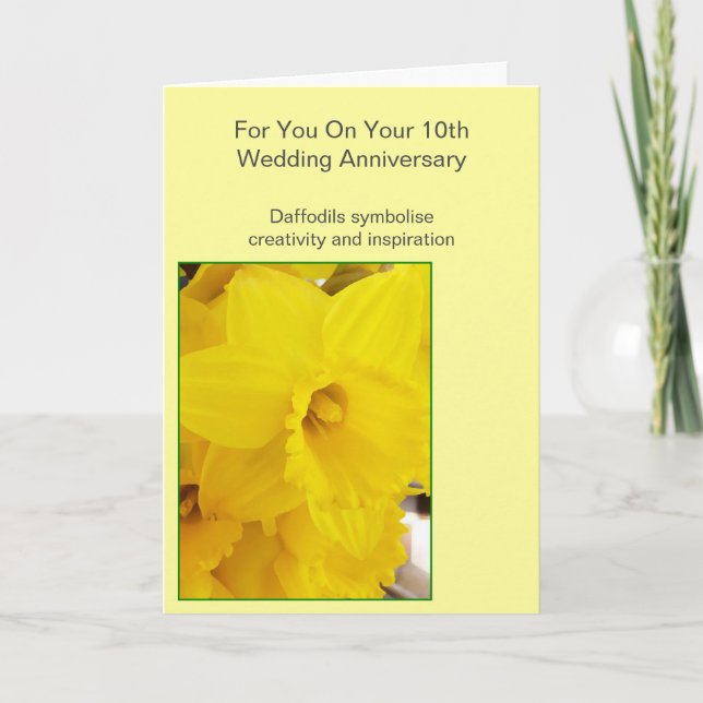 Daffodil Personalised 10th Wedding Anniversary Card (Front)