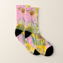 Beautiful Old Red Roses Shabby Chic Floral Socks | Zazzle