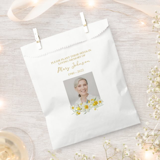 Daffodil Seed Packet Memorial Funeral Favor Bag (Clipped)