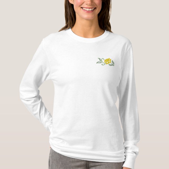 Daffodil Spray Embroidered Long Sleeve T-Shirt (Front)