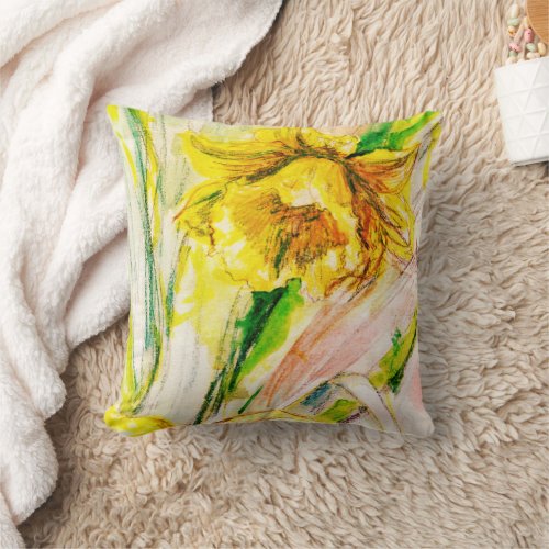 Daffodil Spring Art  Throw Pillow