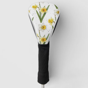Daffodil Spring Floral in Soft Yellow and Green 2 Golf Head Cover