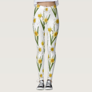 Daffodil Spring Floral in Soft Yellow and Green 2 Leggings