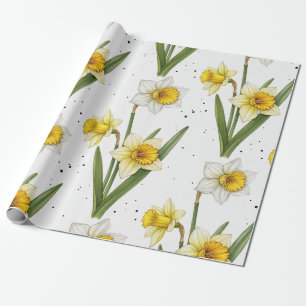 Daffodil Spring Floral in Soft Yellow and Green 2 Wrapping Paper