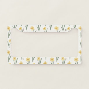 Daffodil Spring Floral in Soft Yellow and Green License Plate Frame