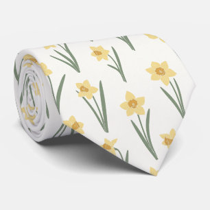 Daffodil Spring Floral in Soft Yellow and Green Neck Tie